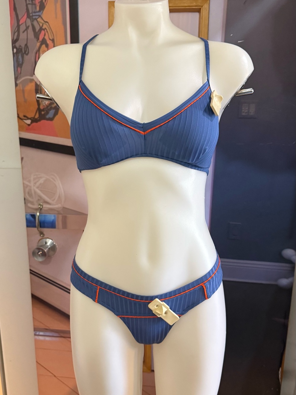 RVCA Blue Bikini with Orange Piping